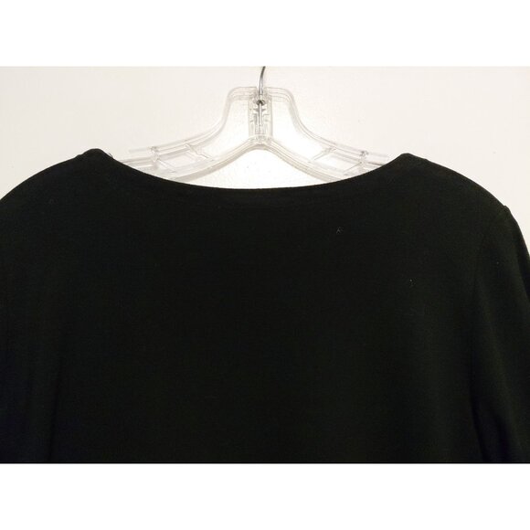 Eileen Fisher Tunic Top Asymmetrical Hem Long Sleeves Petite Large Black - Picture 6 of 7